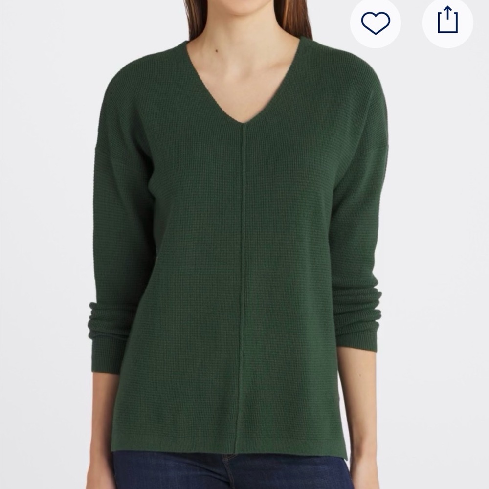 Pink Clover Forest Green V-Neck Sweater
